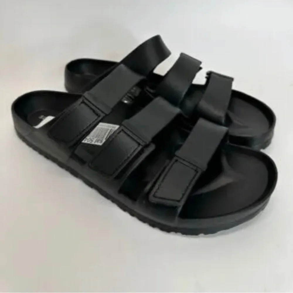 🖤🖤 Sun Stone UNISEX Black Tree Widths Flip Flop Rubber Bowie Sandal Size 8M